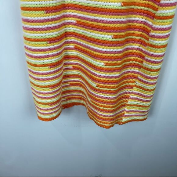ACOA Orange Striped Knit Halter Mini Dress Sleeveleess Women's Size XL - Picture 9 of 9